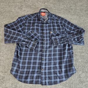 VTG Coleman Shirt Mens 2XL Blue Black Plaid Flannel Button Front Long Sleeve